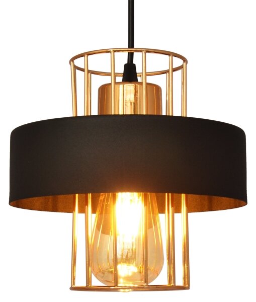 Luster na lanku VOLTA 1xE27/15W/230V čierna/zlatá