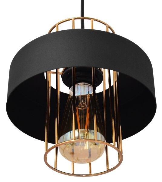 Luster na lanku VOLTA 1xE27/15W/230V čierna/zlatá