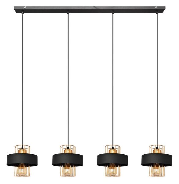Luster na lanku VOLTA 4xE27/15W/230V čierna/zlatá