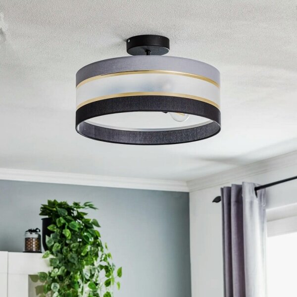 Luster na tyči HELEN 3xE27/15W/230V čierna/šedá/zlatá