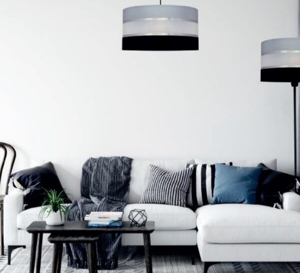 Luster na tyči HELEN 3xE27/15W/230V čierna/šedá/lesklý chróm
