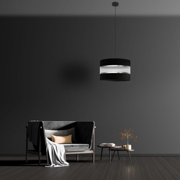 Luster na lanku HELEN 1xE27/15W/230V pr. 35 cm čierna/strieborná