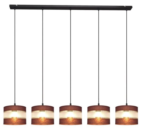 Luster na lanku HELEN 5xE27/15W/230V hnedá/čierna/zlatá