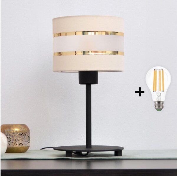 LED Stolná lampa HELEN 1xE27/15W/230V krémová/čierna/zlatá