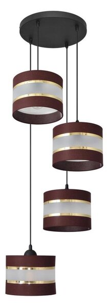 Luster na lanku HELEN 4xE27/15W/230V hnedá/čierna/zlatá