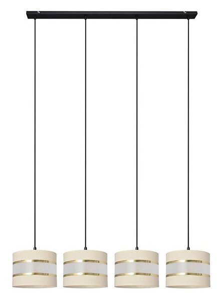 Luster na lanku HELEN 4xE27/15W/230V krémová/čierna/zlatá