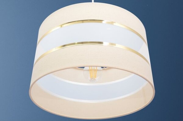 Luster na lanku HELEN 1xE27/15W/230V pr. 35 cm krémová/zlatá