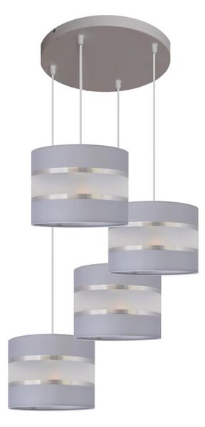 Luster na lanku HELEN 4xE27/15W/230V šedá/strieborná