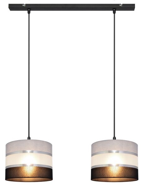 Luster na lanku HELEN 2xE27/15W/230V čierna/šedá/strieborná