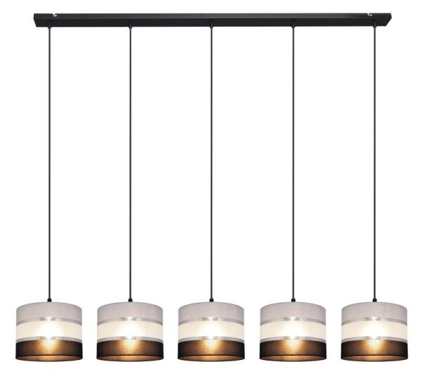 Luster na lanku HELEN 5xE27/15W/230V čierna/šedá/strieborná