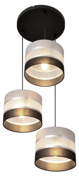 Luster na lanku HELEN 3xE27/15W/230V čierna/šedá/strieborná