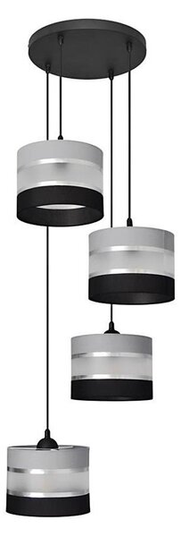 Luster na lanku HELEN 4xE27/15W/230V čierna/šedá/strieborná