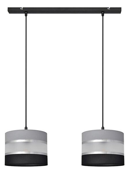 Luster na lanku HELEN 2xE27/15W/230V čierna/šedá/strieborná
