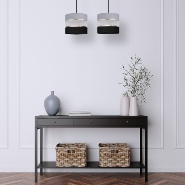 Luster na lanku HELEN 2xE27/15W/230V čierna/šedá/strieborná