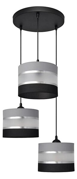 Luster na lanku HELEN 3xE27/15W/230V čierna/šedá/strieborná