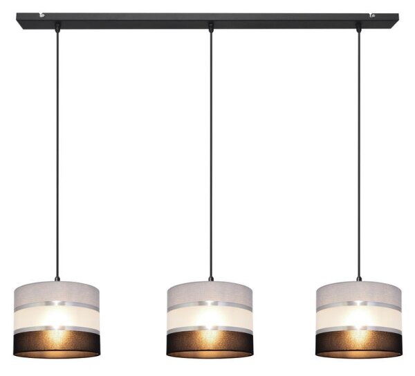 Luster na lanku HELEN 3xE27/15W/230V čierna/šedá/strieborná