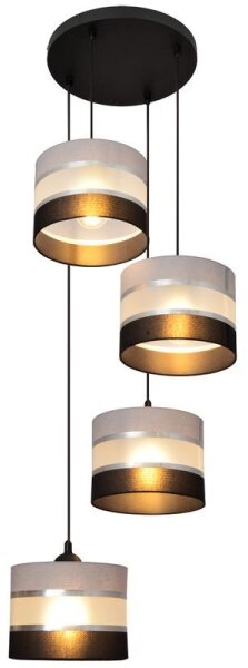 Luster na lanku HELEN 4xE27/15W/230V čierna/šedá/strieborná