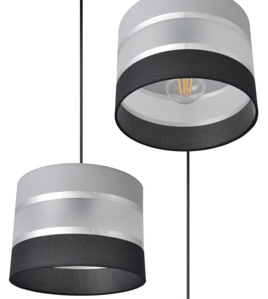 Luster na lanku HELEN 3xE27/15W/230V čierna/šedá/strieborná