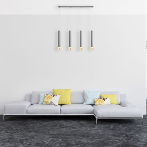 Luster na lanku TUBA 4xE27/15W/230V šedá