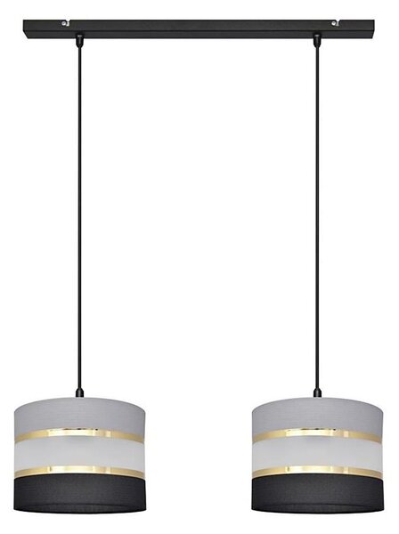 Luster na lanku HELEN 2xE27/15W/230V čierna/šedá/zlatá