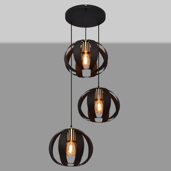 Luster na lanku NEWTON 3xE27/15W/230V čierna