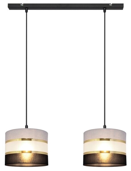 Luster na lanku HELEN 2xE27/15W/230V čierna/šedá/zlatá