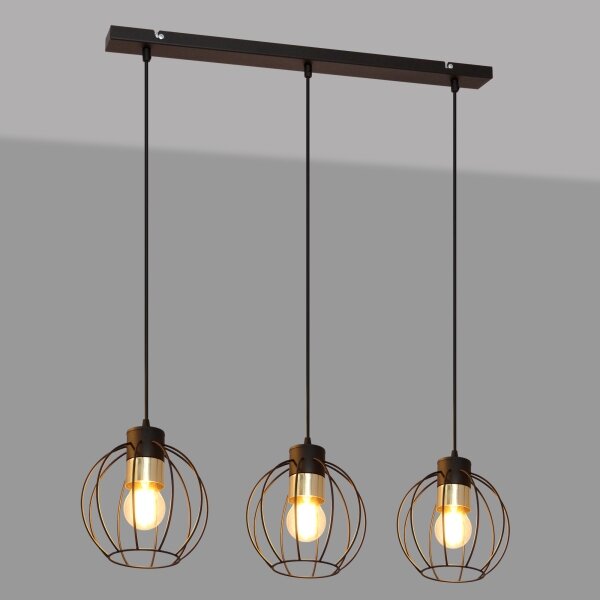 Luster na lanku STARLIGHT 3xE27/15W/230V čierna/zlatá