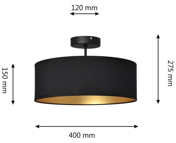 Luster na tyči ALBA 3xE27/15W/230V čierna/zlatá