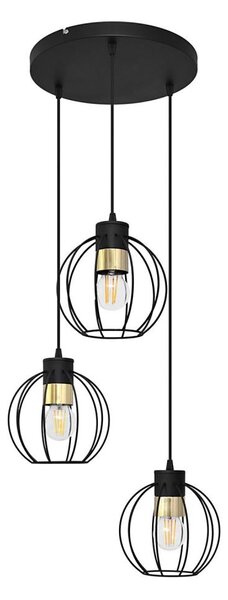 Luster na lanku STARLIGHT 3xE27/15W/230V čierna/zlatá