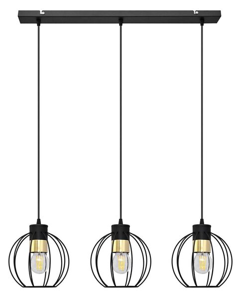 Luster na lanku STARLIGHT 3xE27/15W/230V čierna/zlatá
