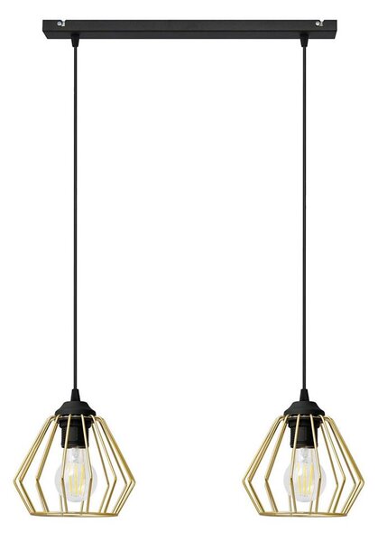 Luster na lanku AGAT 2xE27/15W/230V zlatá/čierna