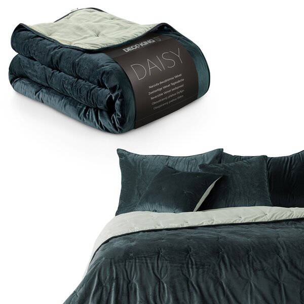 FLHF Prikrývka na posteľ Daisy tmavo modrá/krémová Rozmer: 170x210