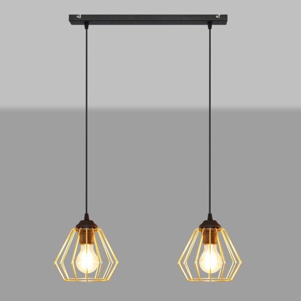 Luster na lanku AGAT 2xE27/15W/230V zlatá/čierna