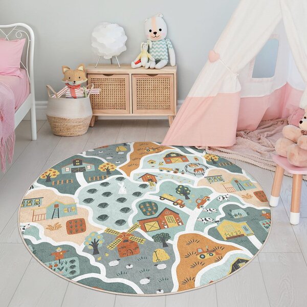 Prateľný detský hrací koberec ø150 cm Farmer's Life – Mila Home