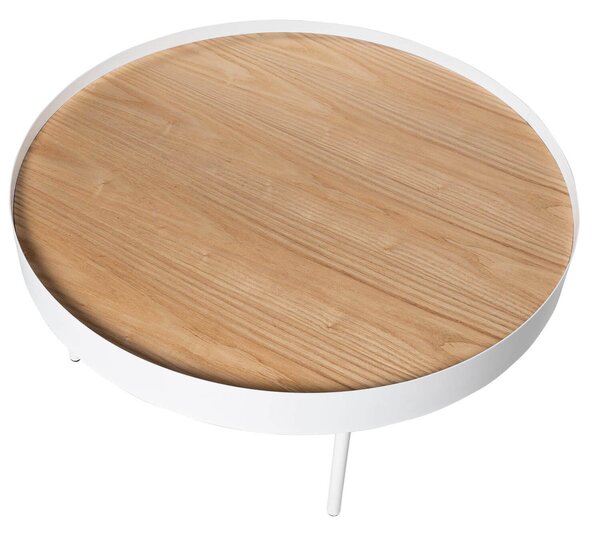 MUZZA Konferenčný stolík werad Ø 80 cm biely/prírodný