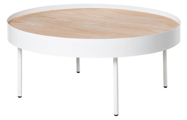 MUZZA Konferenčný stolík werad Ø 80 cm biely/prírodný