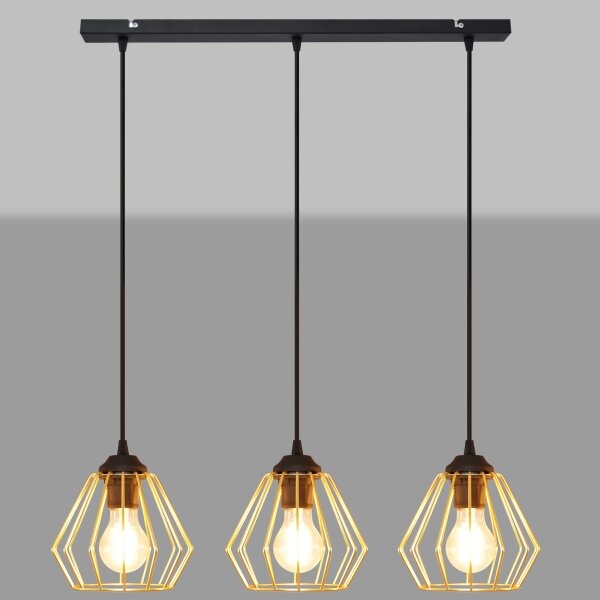Luster na lanku AGAT 3xE27/15W/230V zlatá/čierna