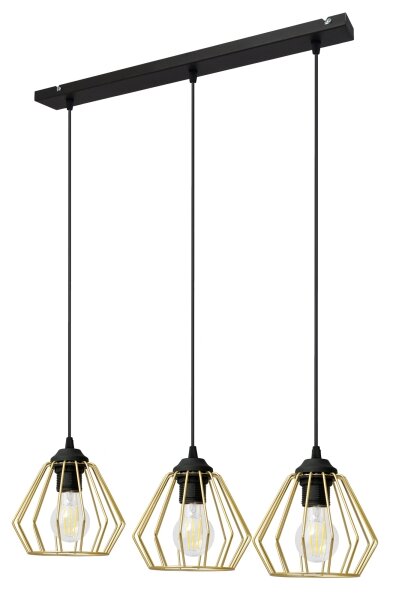 Luster na lanku AGAT 3xE27/15W/230V zlatá/čierna