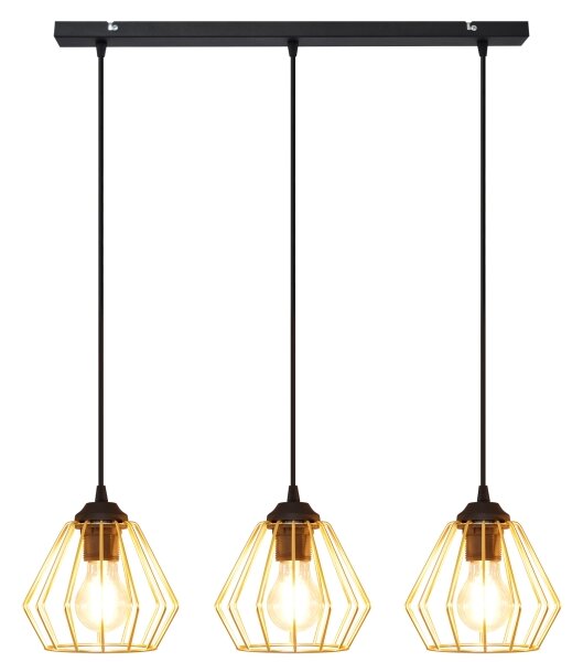 Luster na lanku AGAT 3xE27/15W/230V zlatá/čierna