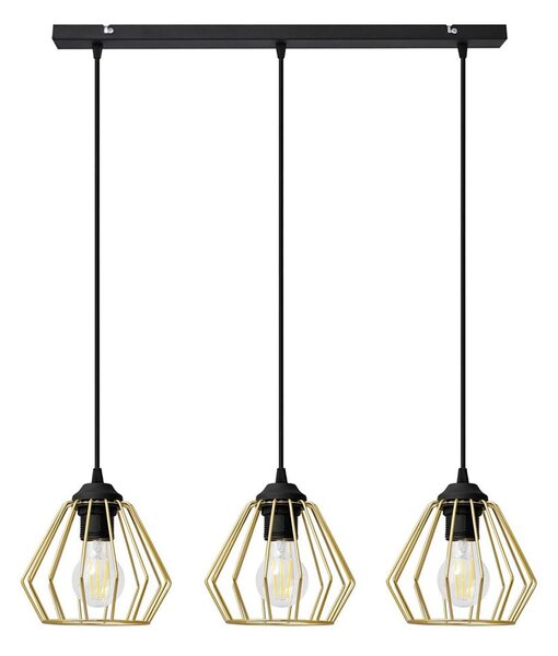 Luster na lanku AGAT 3xE27/15W/230V zlatá/čierna