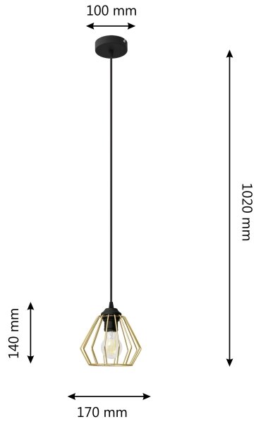Luster na lanku AGAT 1xE27/15W/230V zlatá/čierna
