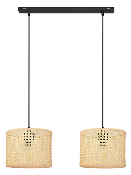 Luster na lanku ALBA 2xE27/15W/230V ratan/čierna