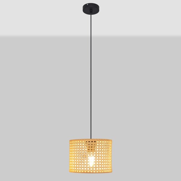 Luster na lanku ALBA 1xE27/15W/230V pr. 20 cm ratan/čierna
