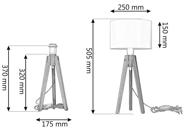 Stolná lampa ALBA 1xE27/15W/230V čierna/dub