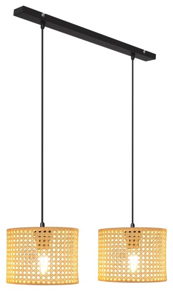 Luster na lanku ALBA 2xE27/15W/230V ratan/čierna