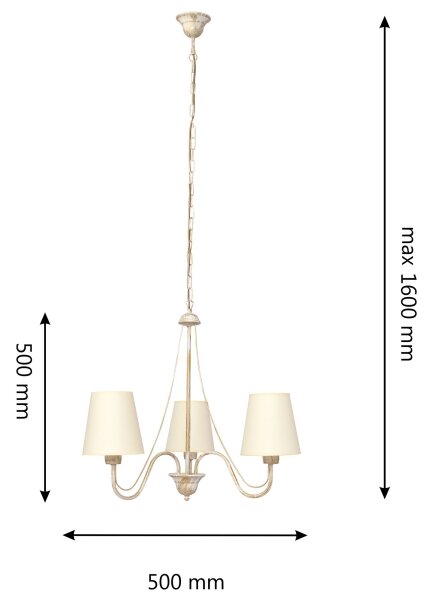 Luster na reťazi MALBO 3xE27/15W/230V béžová
