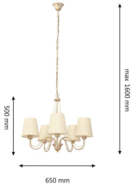 Luster na reťazi MALBO 5xE27/15W/230V béžová