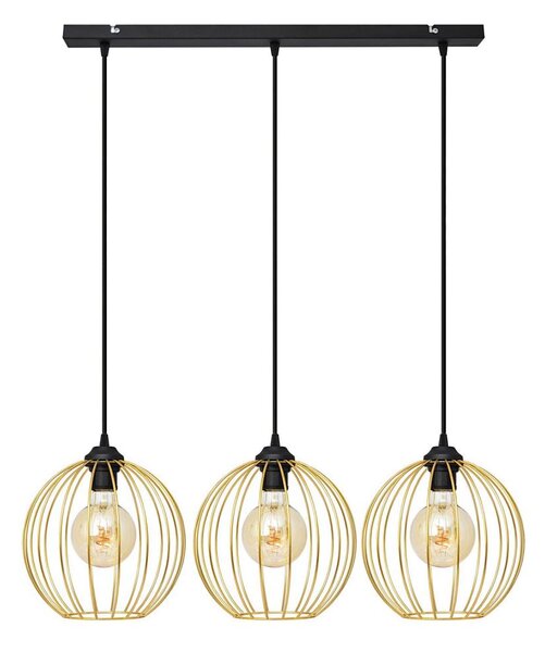 Luster na lanku MERCURE 3xE27/15W/230V zlatá/čierna