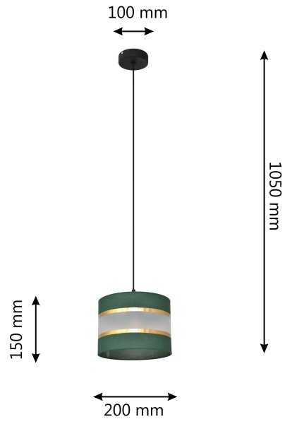 Luster na lanku HELEN 1xE27/15W/230V pr. 20 cm zelená/zlatá