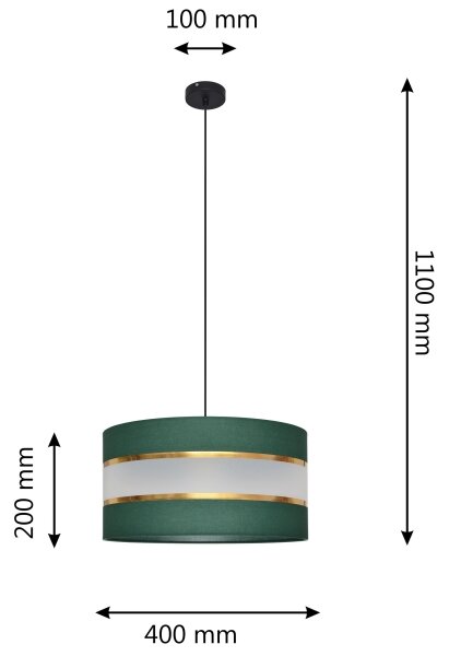 Luster na lanku HELEN 1xE27/15W/230V pr. 40 cm zelená/zlatá
